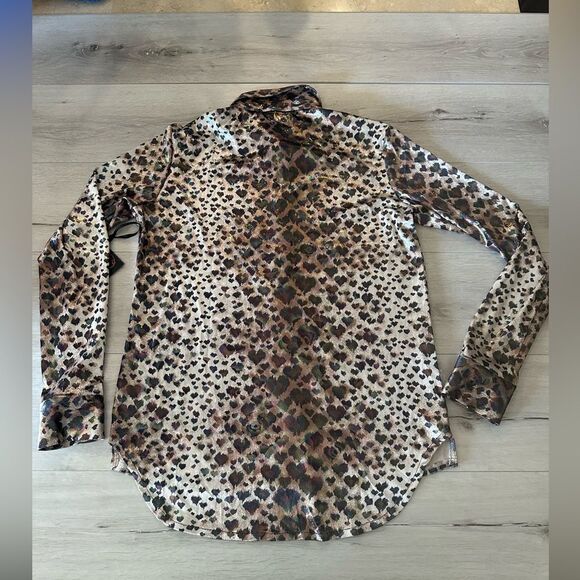 Cowgirl Tuff Company Pullover Button Up Medium Leopard Shiny Multicolor‎ NWT - Picture 4 of 6